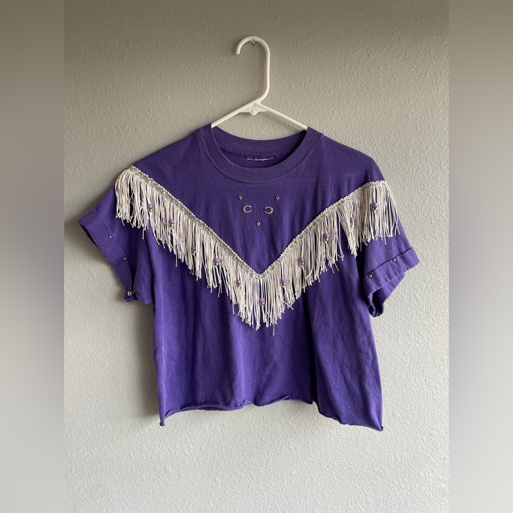 Cropped Fringe Western Yoke T-Shirt